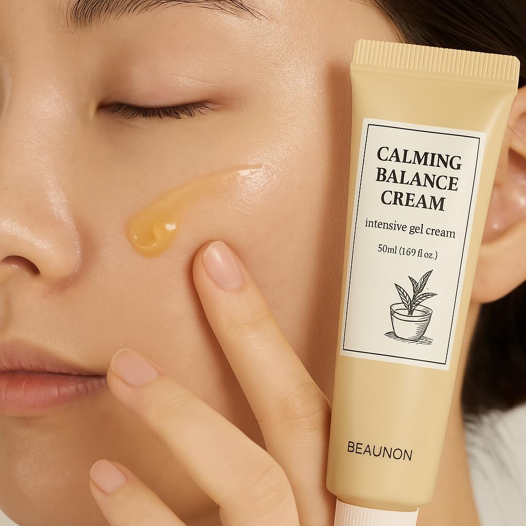 Korean Calming Balance Cream – Lightweight Soothing Gel Cream for Sensitive Skin, Natural Herbal Extracts, Deep Hydration & Redness Relief – 50ml (1.69 fl. oz.)