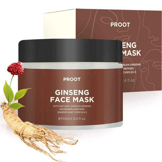 PROOT Ginseng Face Mask | 52.9% Korean Red Ginseng Extract | Skin Rejuvenating Formula for Wrinkles, Fine-Lines, Firmness and Elasticity | Korean Skin Care, Vegan, Cruelty-free | 3.4 fl. oz.