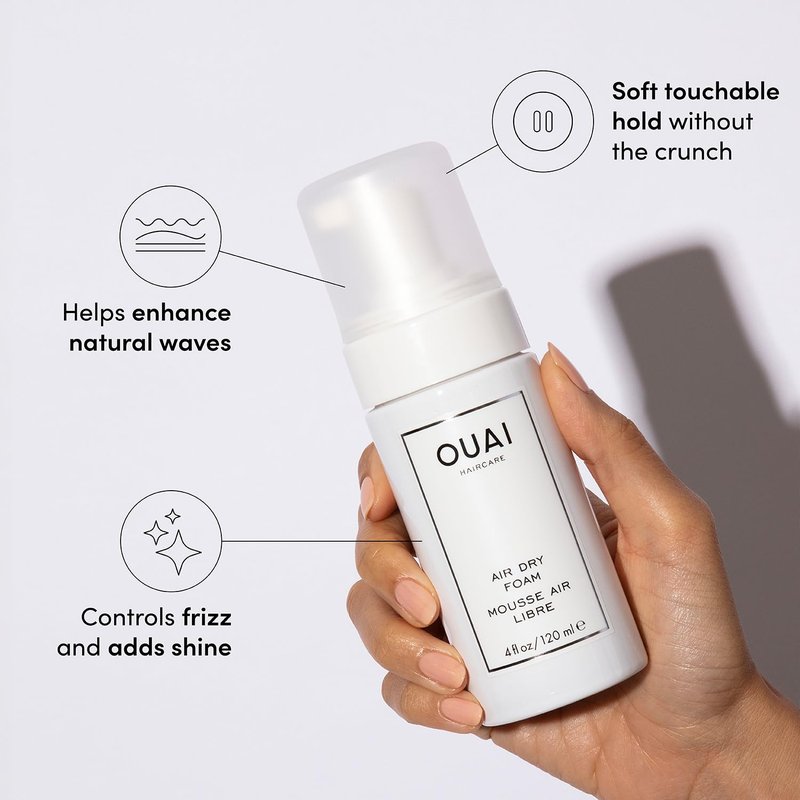 OUAI Wavy Hair Bundle | Air Dry Foam & Wave Spray for Beach Waves - Adds Texture, Volume & Shine (2 Count, 4 Oz/6 Oz)
