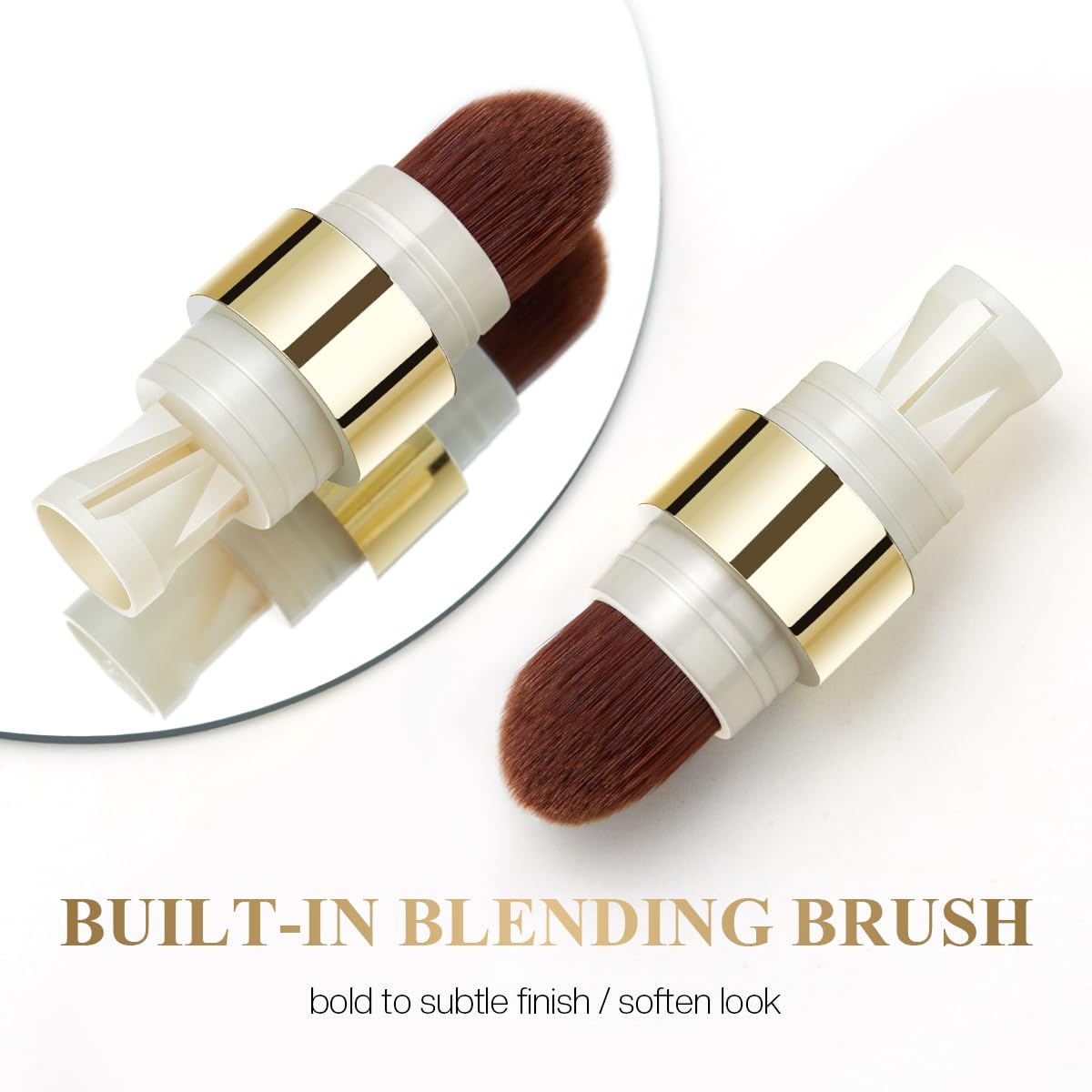 LUXAZA PRO 2PCS Eyeshadow Makeup Stick, Cream Shimmer, Eyeshadow Highlighter Makeup Eye Brightener Pencil Sticks Cosmetics, with Built-in Brush and Sharpener, S1M2 Caramel-latté