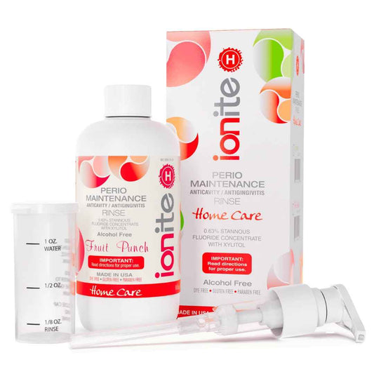 Ionite-H Home Care 0.63% Stannous Fluoride Perio Maintenance Rinse Mouthwash - with Mixing Cup/Shaker and Dispensing Pump (10 Fl oz, FruitPunch)