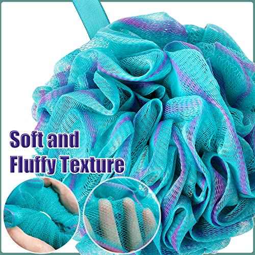 Shellwei 48 Pack Bath Sponge Shower Loofahs Bulk Pack 50g Soft Net Body Scrubber Shower Pouf Sponge Ball Body Mesh Pouf Exfoliating Bath Scrunchies for Men and Women