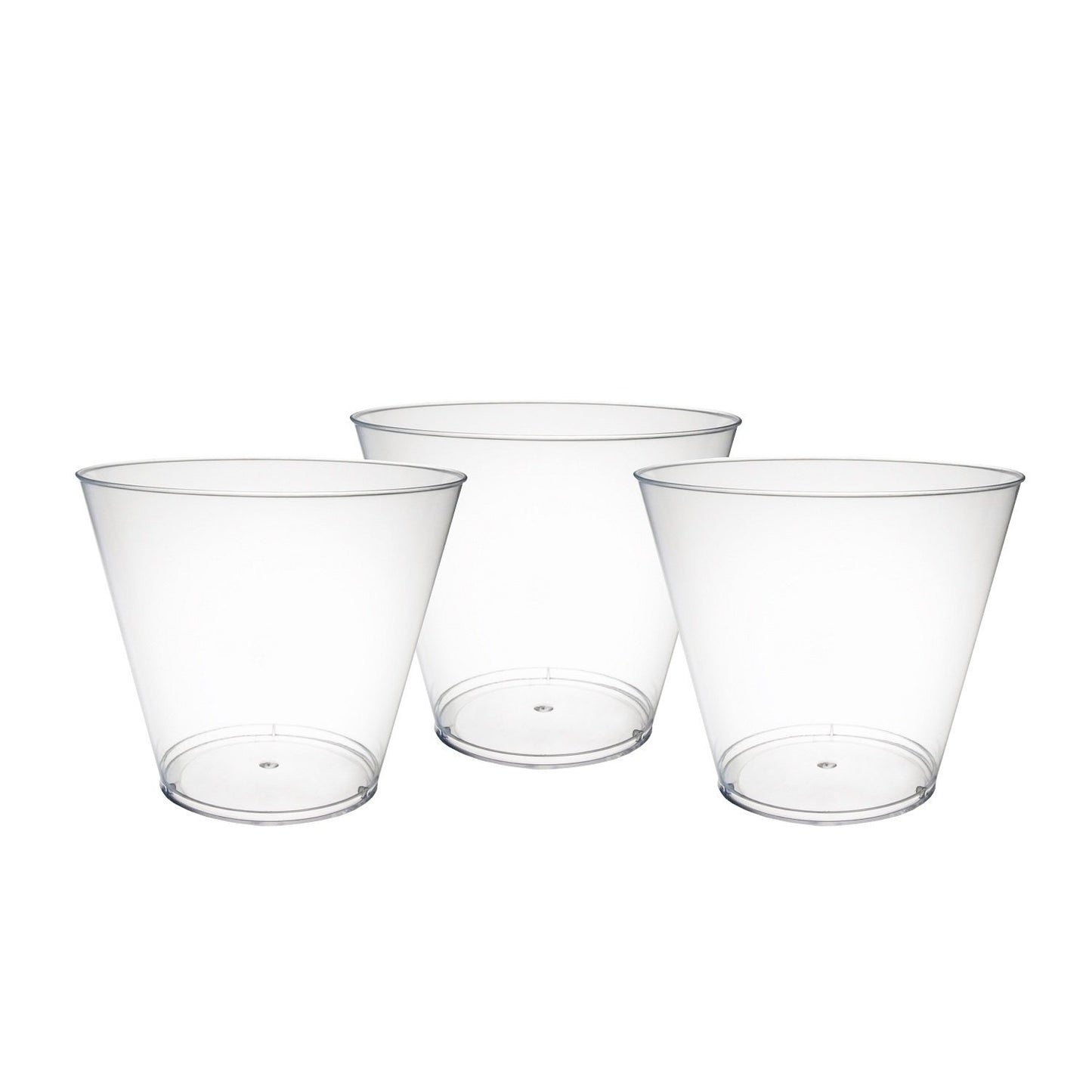 Party Essentials Disposable 9 oz Party Punch Cups | Old Fashioned Tumblers | Cocktail Glasses, 50 Count, Clear, Hard Plastic