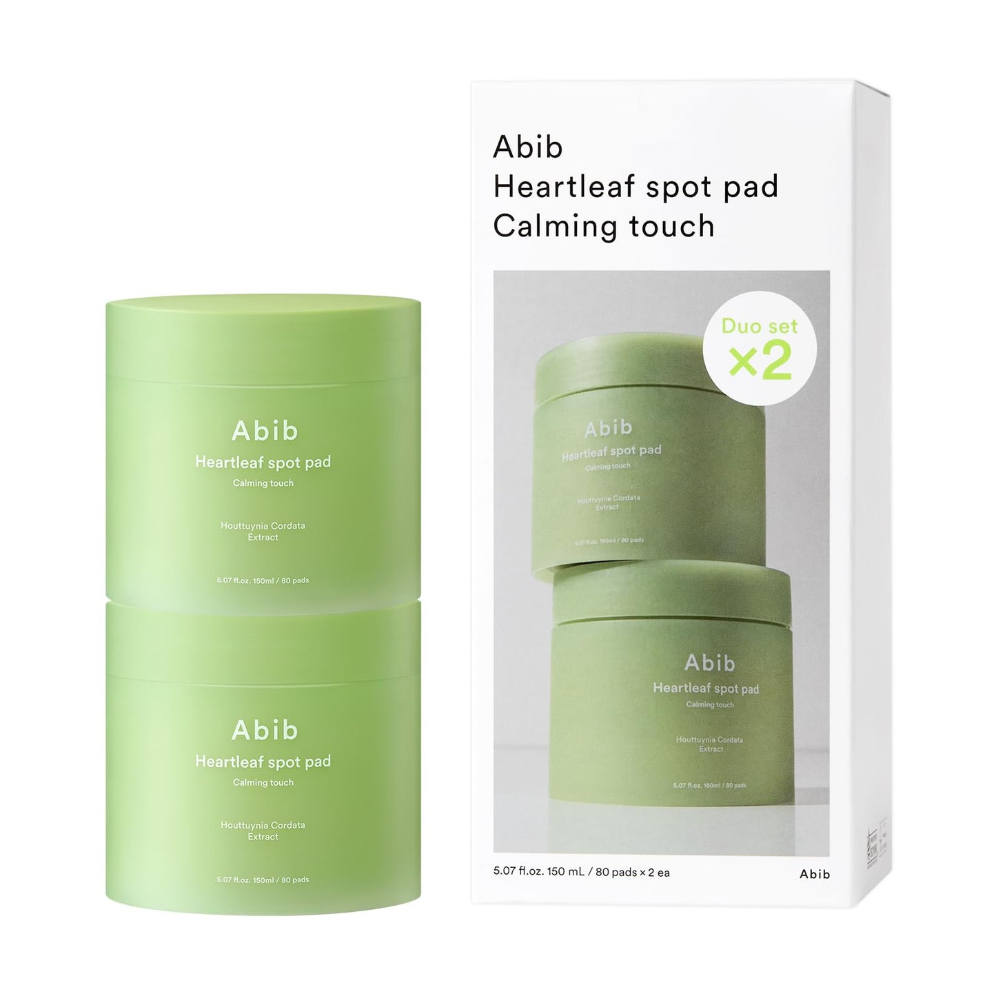 Abib Heartleaf Spot Pad Calming Touch Duo Set 160pads 10.14 fl. oz. | Korean Acne Soothing Toner Pads for Face, Cleansing, Disposable, Exfoliant, Skin Care