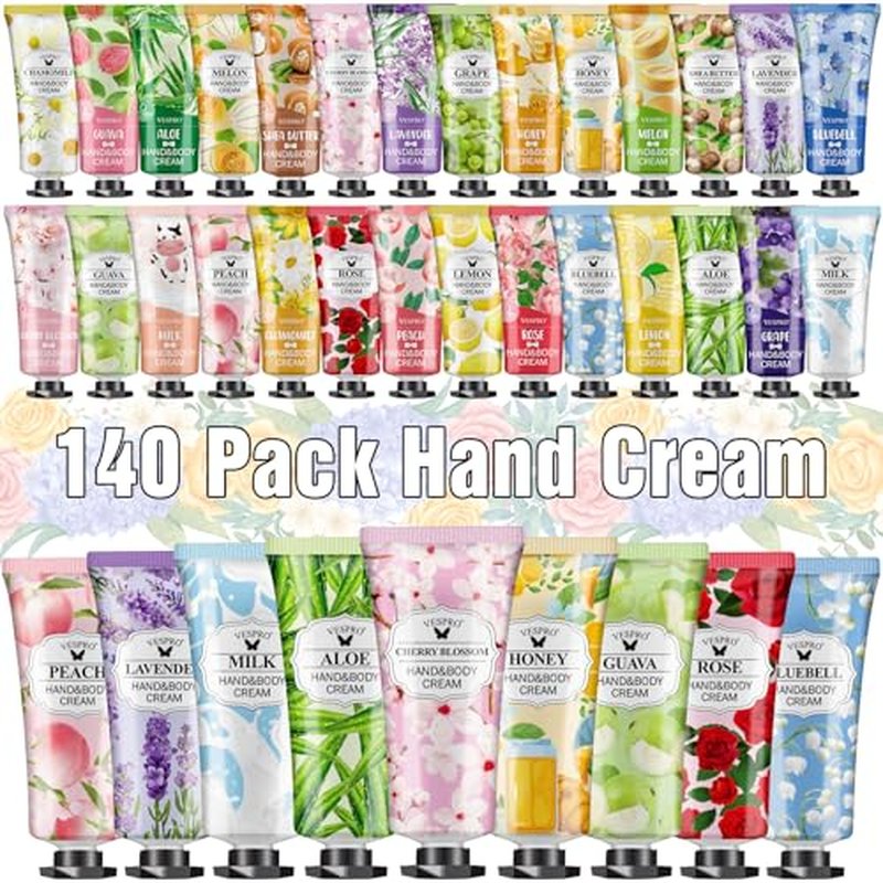 VESPRO 140 Pack Hand Cream Gifts Set, Stocking Stuffers for Women, Hand Lotion Travel Size for Dry Cracked Hands, Mini Hand Cream for Christmas Small Gifts, Thank You Gifts and Birthday Gifts