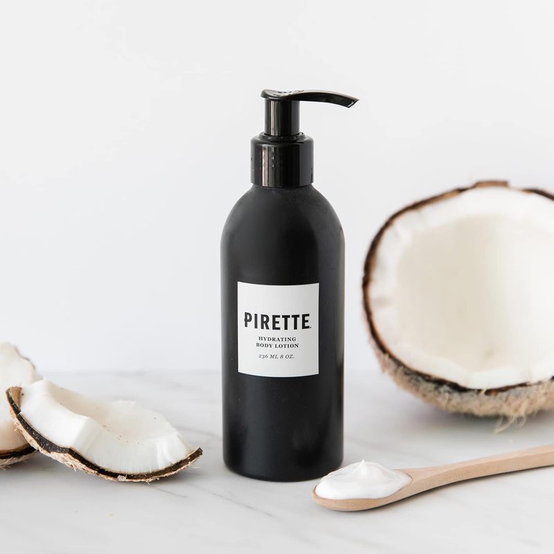 PIRETTE Hydrating Body Lotion for Men & Women, Lightweight, Fast-Absorbing Body Moisturizer with Coconut Oil, Macadamia Oil & Shea Butter, Daily Skin Moisturizing Lotion in Pump Bottle, 8 fl oz