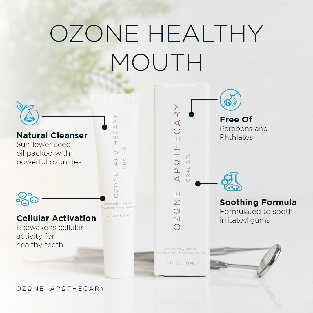 Ozone Apothecary Oral Gel Ozone Oil Infused Gel Dental Care Antibiotic-Free Multipurpose for Promoting Healthy Mouth