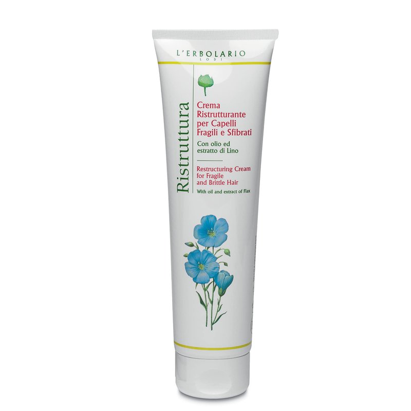 L'Erbolario Restructuring Cream For Fragile And Brittle Hair - Rich Treatment Cream With Oil And Extract Of Flax - Restores Body And Radiance To Hair - Nourishes And Refreshes The Scalp - 5.07 Oz