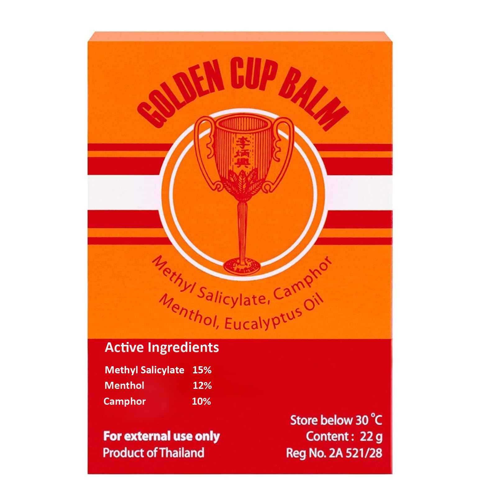 Golden Cup Balm Yellow Herbal Thai Ointment, 22g (Pack of 3)