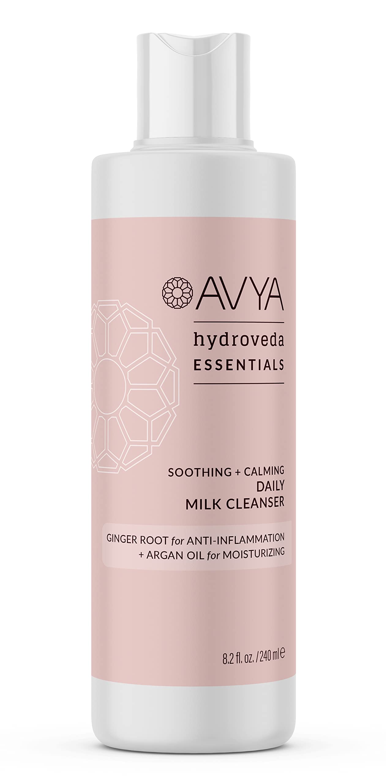 AVYA Hydroveda Essentials Daily Milk Cleanser (8.2oz) - Advanced Ayurvedic Skincare/Removes Makeup and Impurities for Natural Radiance/Ginger Blend Great for Sensitive Skin