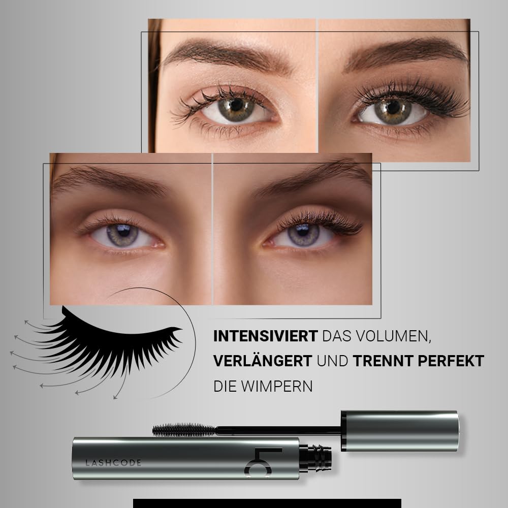 Eyelash Mascara 10ml - Extend & Thicken Lashes with Baicalein, Arginine & Germ Extracts | Volumizing Formula