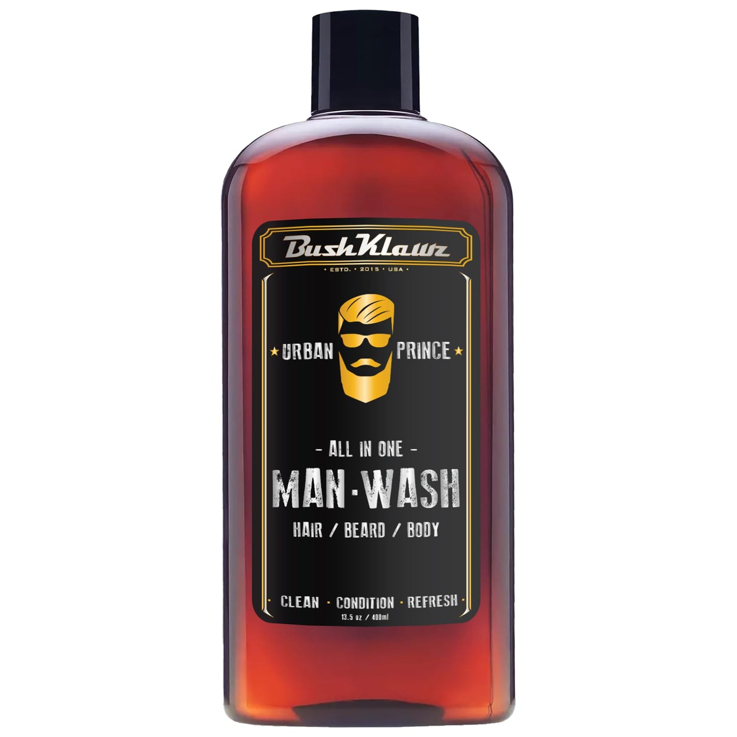 BushKlawz URBAN PRINCE MAN WASH Men’s Original All in One 3-in-1 Shampoo Conditioner Hair Beard BodyWash Man Made American Viking Crew Cannon Wash with Bulldog Duke PH Ballwash