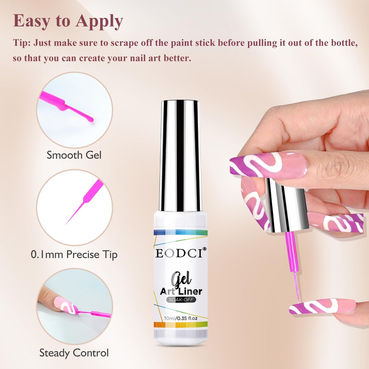 eodci Nail Art Gel Liner Set, 12 Colors Black Red Pink Yellow Green Glitter Fall Winter Gel Polish for Swirl French Tip Painting Designs Soak Off Built Thin Brush DIY Nail Design Kit