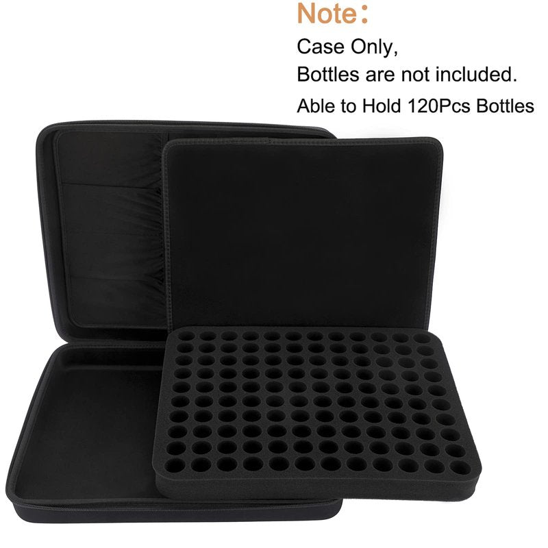 Hipiwe 120 Bottle EVA Essential Oil Storage Carrying Case Holds 5ml 10ml 15ml Bottle Hard Shell Exterior Essential Oils Organizer Holder Traveling Bag with Foam Insert & Handle, Black