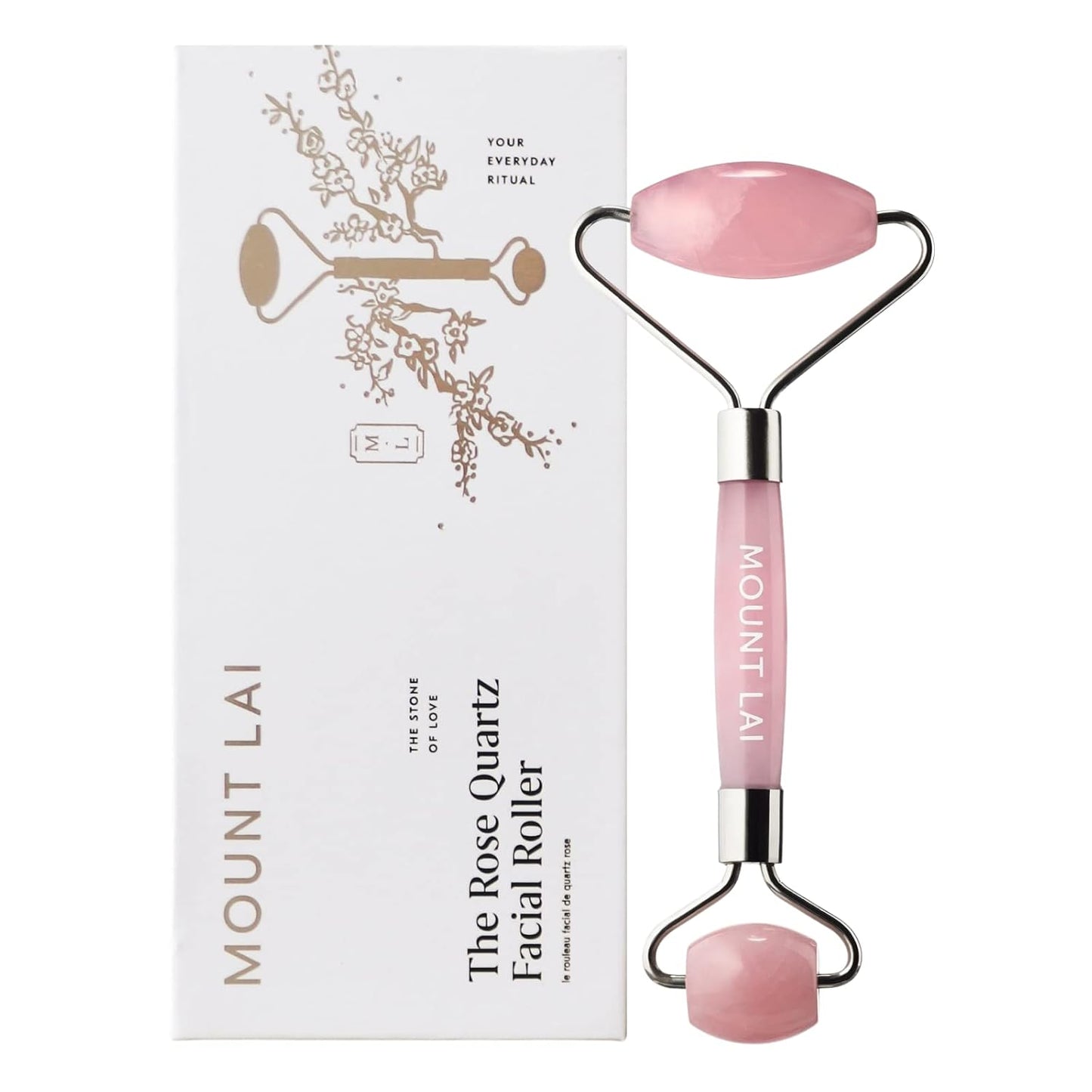 De-Puffing Rose Quartz Facial Roller - Anti-Aging Face Massager for Soothing & Radiant Skin | Certified Rose Quartz Tool