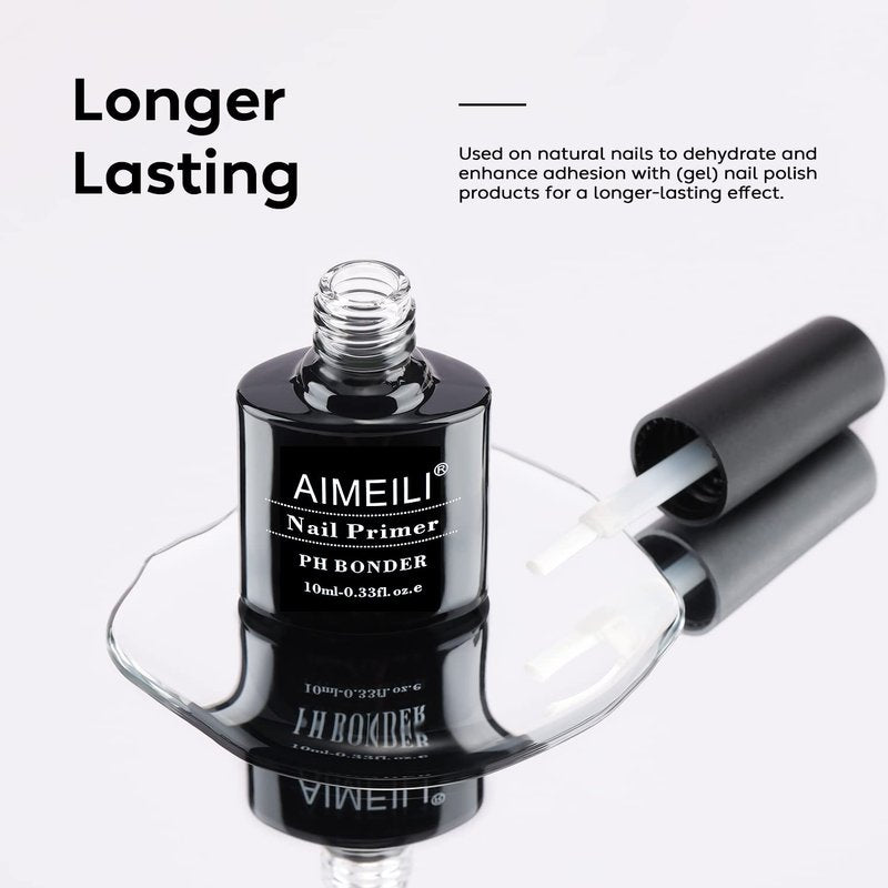 AIMEILI Nail Prep Bond Primer - Quick Dry Dehydrator & Rubber Base Gel for Nails | 15ml
