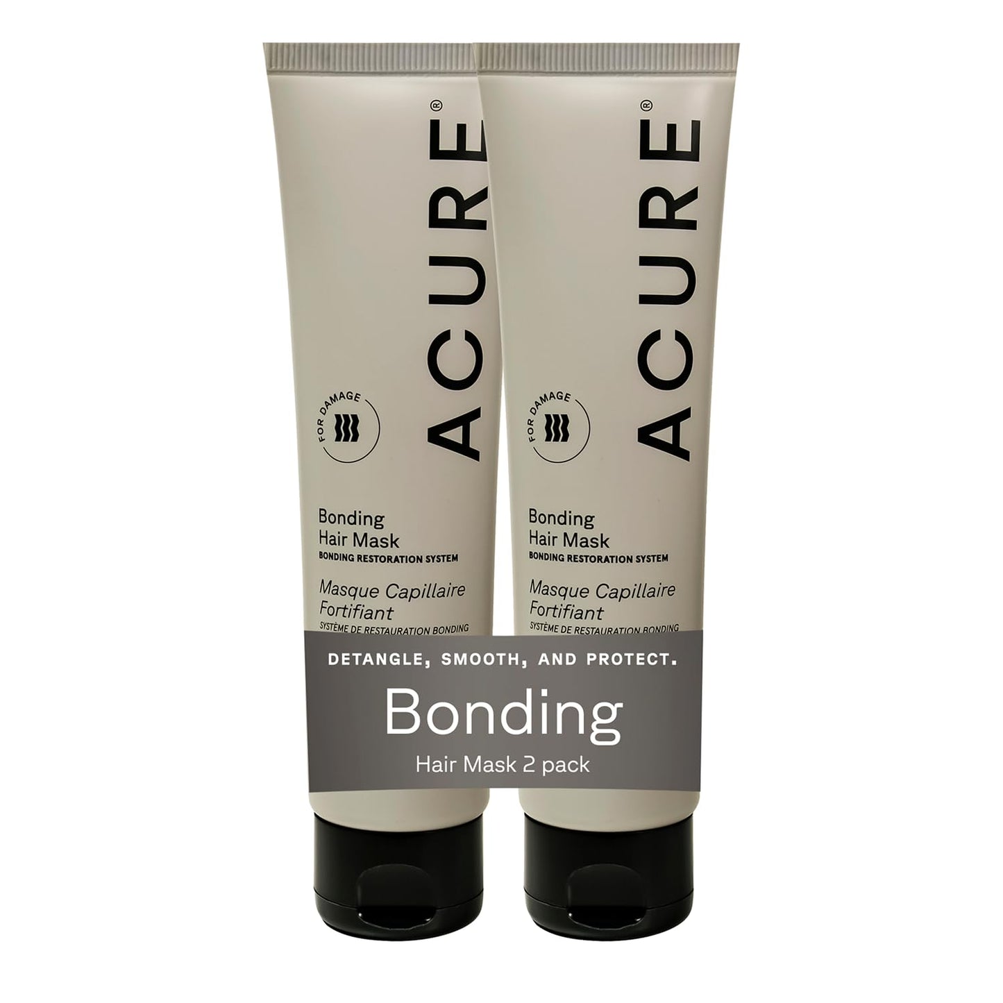 Acure Bonding Hair Mask - Weekly Deep Conditioning Hair Mask for Damaged Locks, Rescue Bond Repair Treatment for Dry, Damaged, Thin, Fine Locks, Natural Ingredients, Vegan - 5 fl oz (2 Pack)