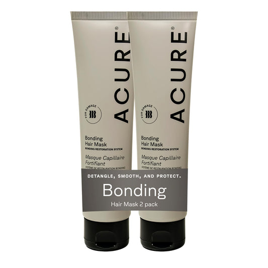 Acure Bonding Hair Mask - Weekly Deep Conditioning Hair Mask for Damaged Locks, Rescue Bond Repair Treatment for Dry, Damaged, Thin, Fine Locks, Natural Ingredients, Vegan - 5 fl oz (2 Pack)