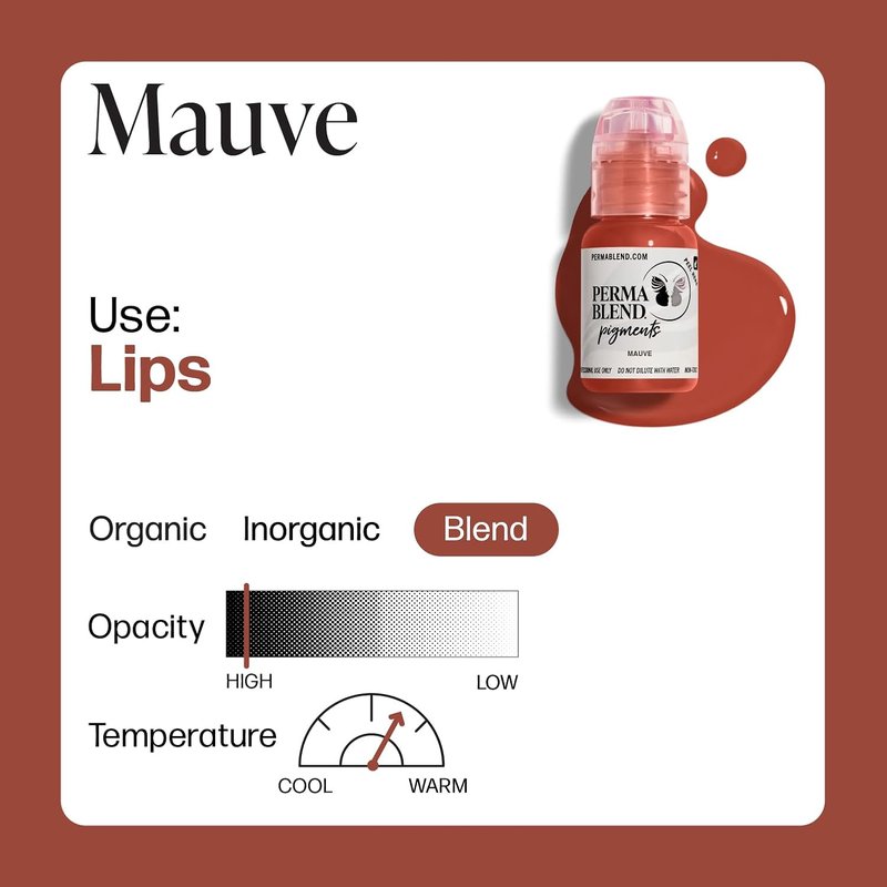 Perma Blend Mauve Tattoo Ink - Vegan Lip Blush Microblading Ink | 0.5 oz for Enhanced Color