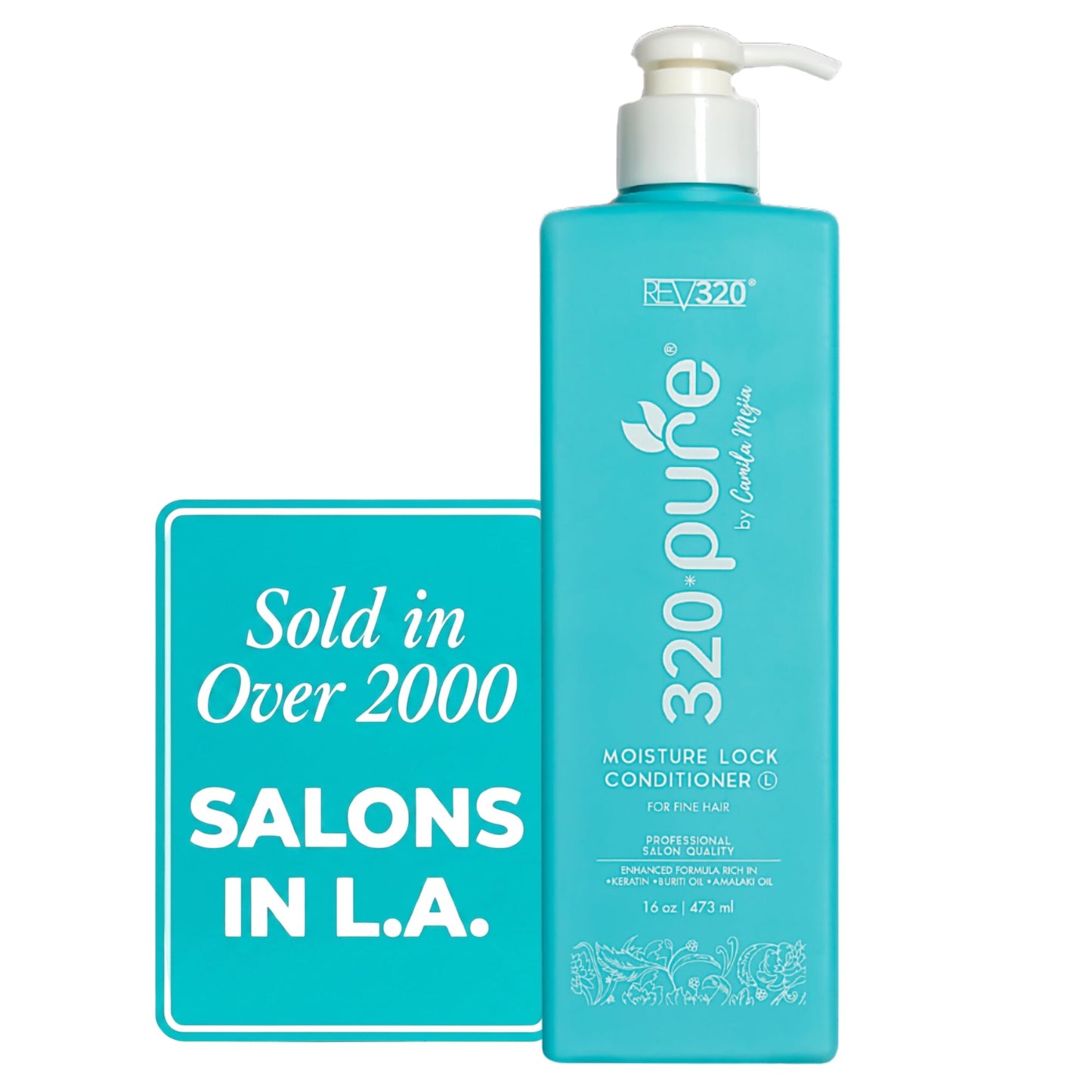 Rev320 320Pure Moisture Lock Conditioner for Fine Hair, Keratin and Argan Oil Hydrating Hair Conditioner, Restore Thin, Dry, & Color-Treated 16oz