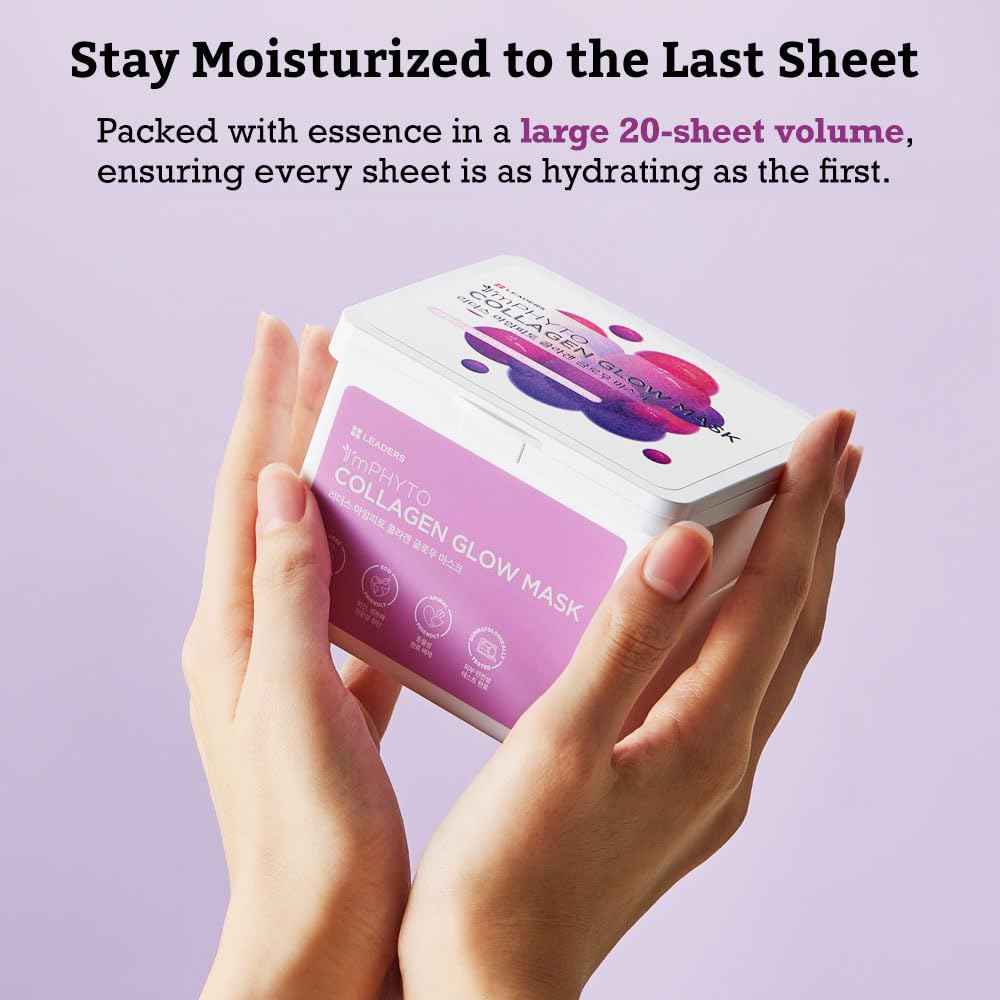 I'MPHYTO Collagen Glow Mask (220 ml, 20 Masks) - Revitalize Your Skin with Plant-Derived Pseudo Collagen and Phyto Vitamins