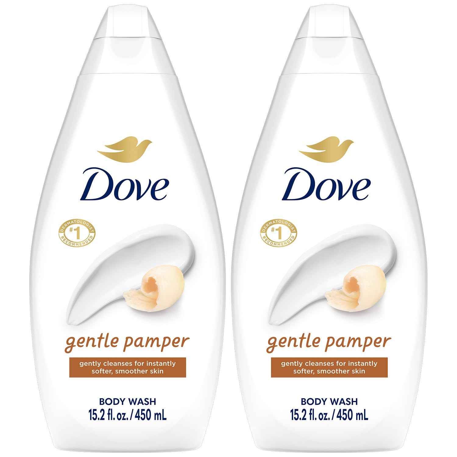 Dove Body Wash, Gentle Pamper 2-Pack – Soothing Moisturizing Cleanser for Soft Skin, 15.22 Oz Ea