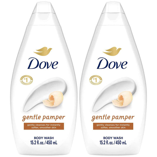 Dove Body Wash, Gentle Pamper 2-Pack – Soothing Moisturizing Cleanser for Soft Skin, 15.22 Oz Ea