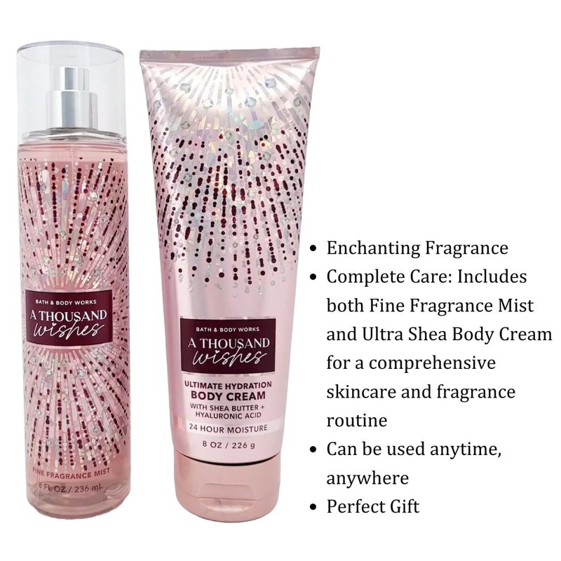A Thousand Wishes Gift Set | Fine Fragrance Mist & Ultra Shea Body Cream - Luxurious Bath Essentials