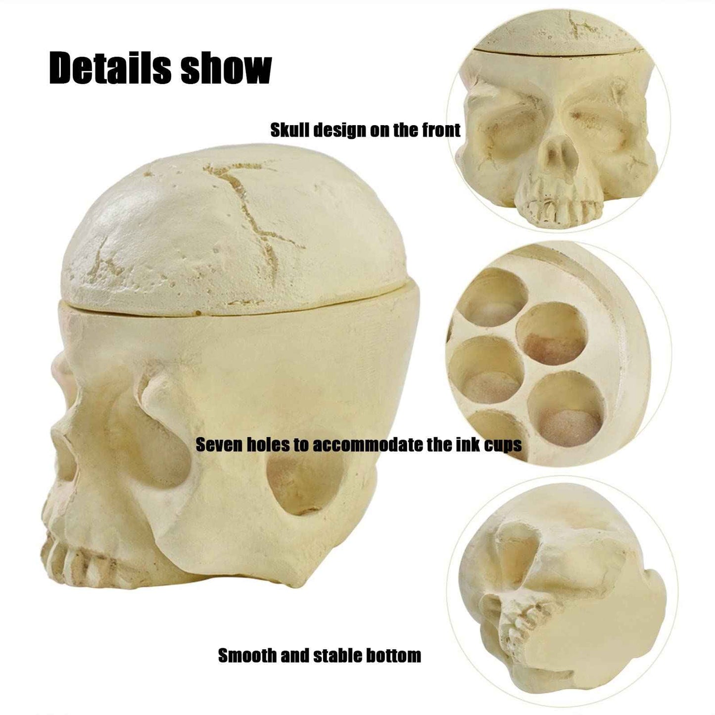 Tattoo Ink Cup Holder - SOTICA 2pcs Hard Skull Resin Tattoo Ink Caps Holder Stand for Tattoo Supplies Tattoo Accessories