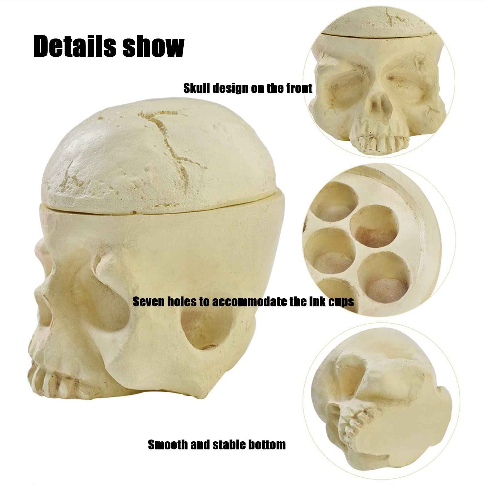 Tattoo Ink Cup Holder - SOTICA 2pcs Hard Skull Resin Tattoo Ink Caps Holder Stand for Tattoo Supplies Tattoo Accessories