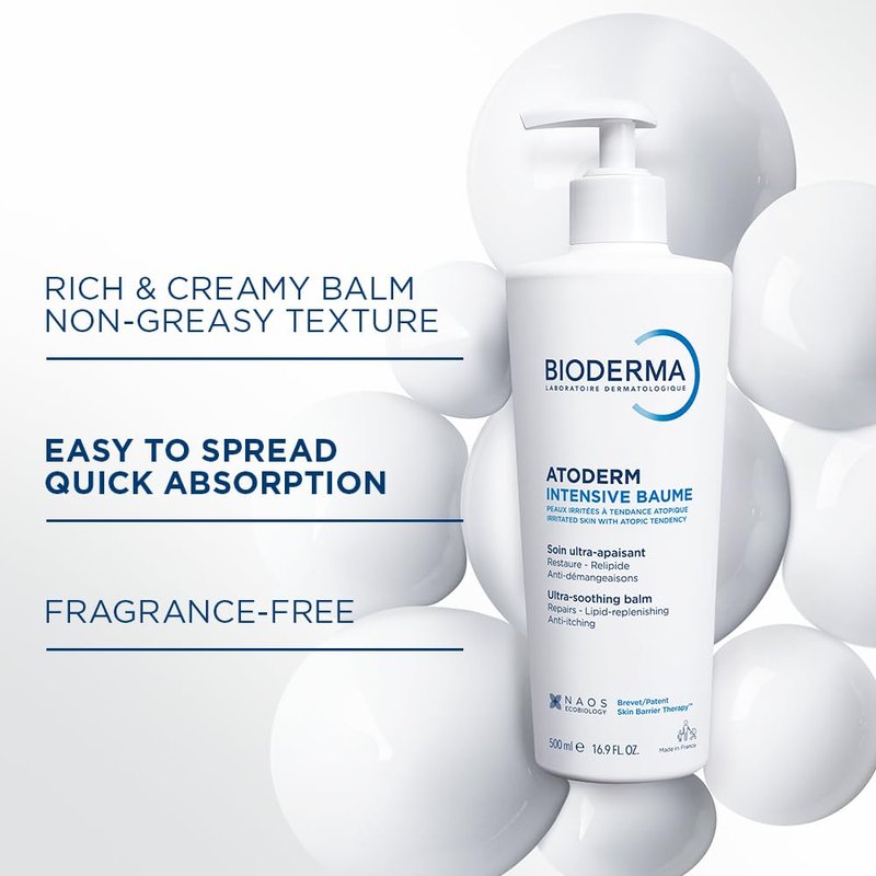 Bioderma Atoderm Intensive Balm Ultra-Nourishing Body Cream for Dry Skin, 16.9 Fl Oz