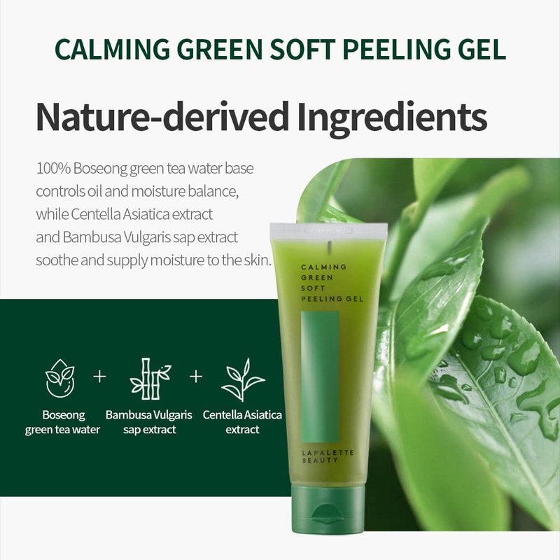 LAPALETTE Calming Green Soft Peeling Gel | Green Tea, Centella Asiatica Extract & Bamboo Sap | Exfoliating W. 84% Moisturizing Essence | Exfoliation Skin | Skin GreenTOX | KBeauty 3.38 fl.oz.