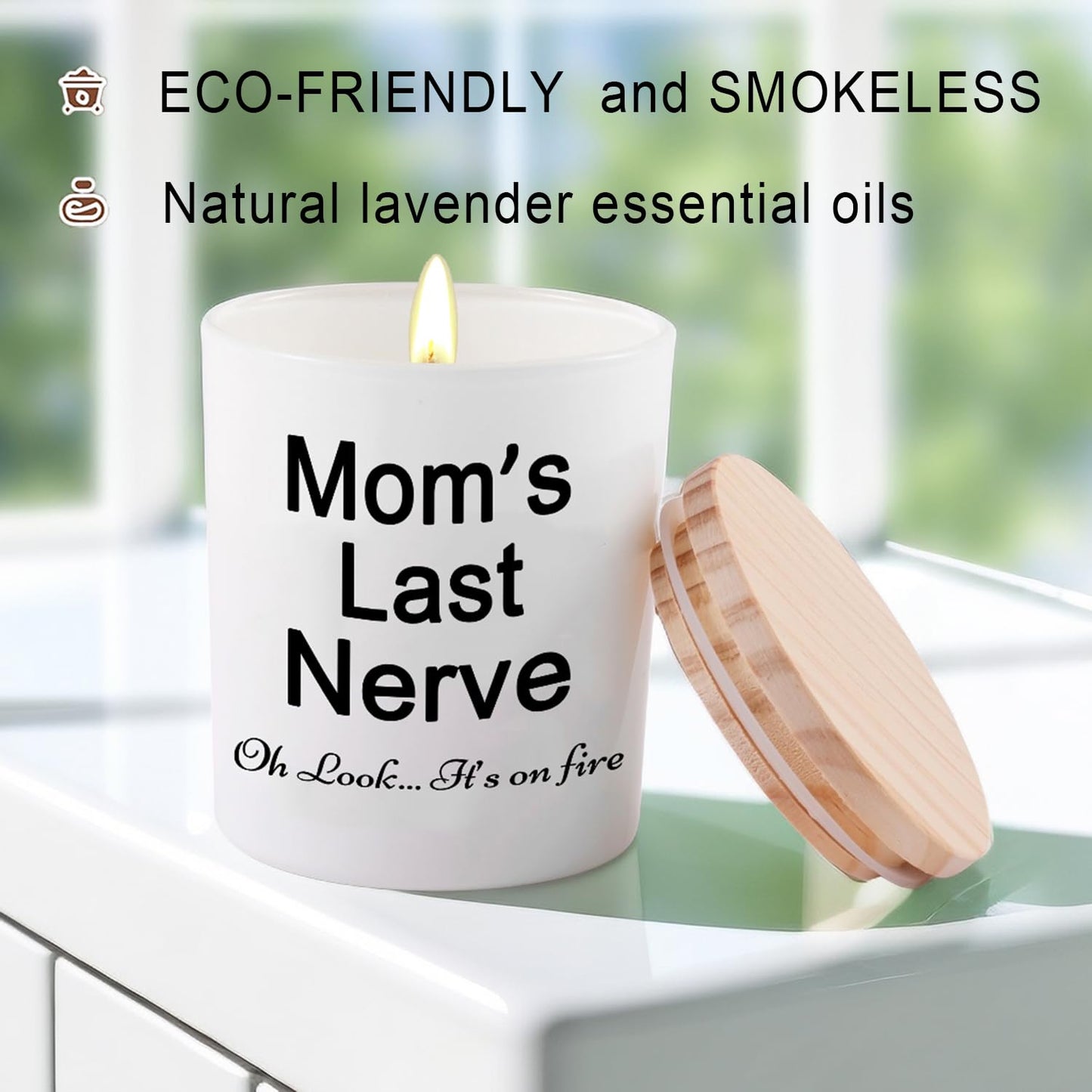 BFJLIFE Candle Gifts for Mom from Daughter Son Funny Cool Unique Mothers Day Christmas Birthday Gifts for Mom Stocking Stuffers Moms Last Nerve Oh Look Its On Fire Lavender Scented Soy Candle