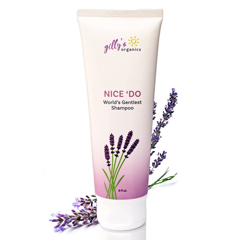 Gilly's Organics Organic Shampoo, Fresh Lavender Scent - Made in USA 2-in-1 Natural & Super Gentle Cleaner For Soft & Thick Hair - Infused with Aloe & Chamomile - Vegan, No Parabens or Sulfates