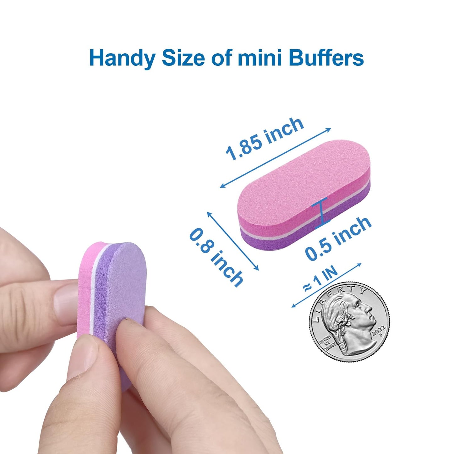 Mini Nail Buffer (100 Pack), Buffers for Acrylic Nails and Natural Nails, 100/180 Grit Nail Buffer Block Nail File Bulk Small Buffing Blocks for Nail Buff Professional Manicure Set Purple/Pink