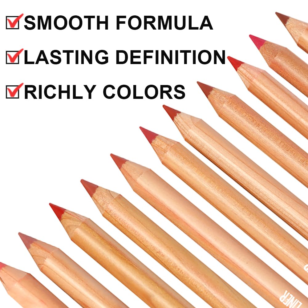 KIMIEYE 12 Colors Lip Liner Set, Matte Finish Series Lip Liners Pen, Set A