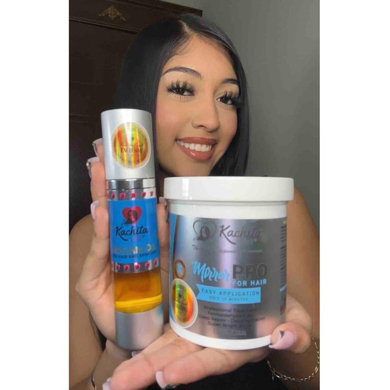 Kachita Spell New Hair Treatment 16oz MirrorPRO Mask, Super Gloss and Shine Capillary Moroccan Argan Oil for Hair and Skin Premium Grade 100% Pure Moisturizer