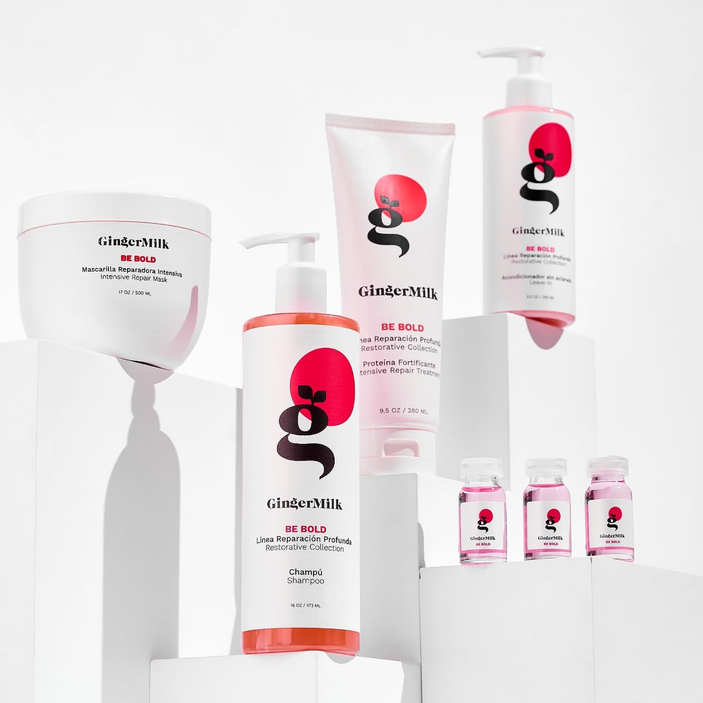 Ginger Milk Natural Care Intensive Repair Shampoo for Dry / Damaged Hair due to Coloring, Chemical Processes, hot styling tools and dryers | BE BOLD