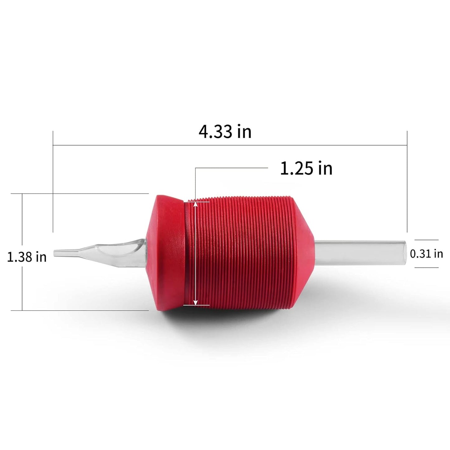Ultra Premium Red Soft Silicone Grip - 1.25 Inch with Long Clear Disposable Tubes & Tips | 15 Pack, Round Tip (7RT)