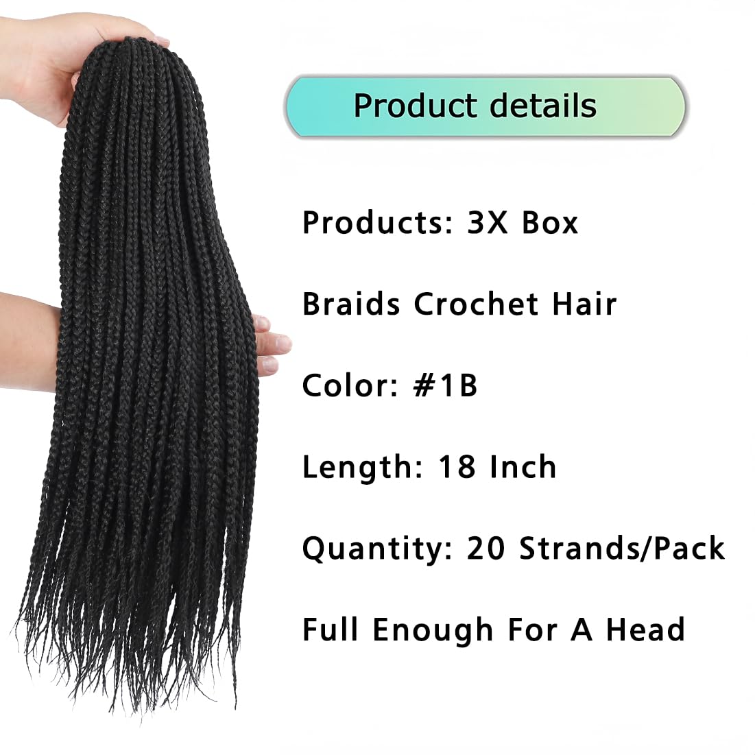 Crochet Box Braids Hair pre looped Goddess Box Braids Crochet Braiding Hair 7 Packs Crochet Box Braids 3x Box Braids Crochet Hair (18 inch, 1B)