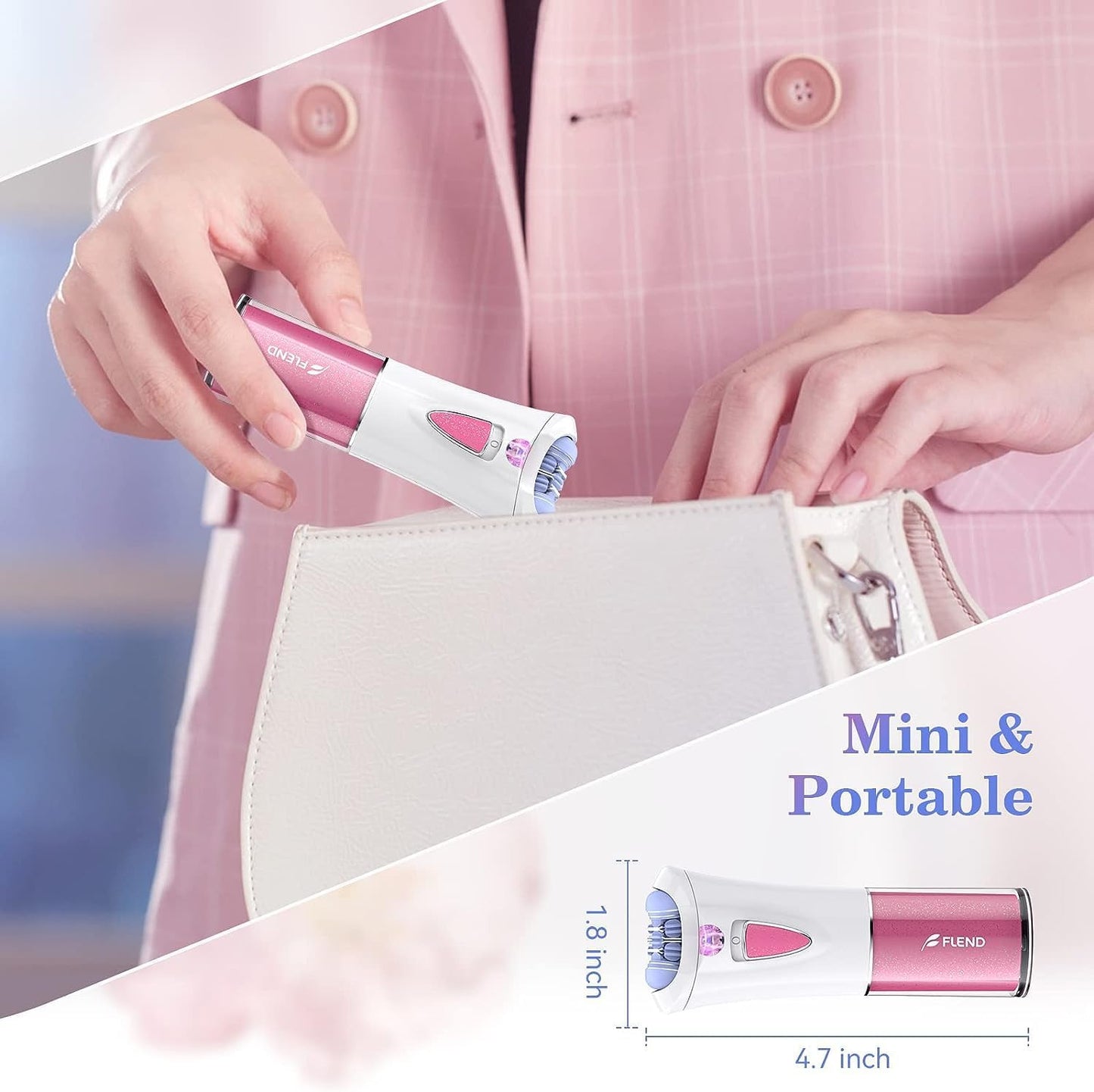 Mini Epilator - Facial Hair Remover for Women | Portable Electric Shaver with 9 Tweezers & LED Light for Precision