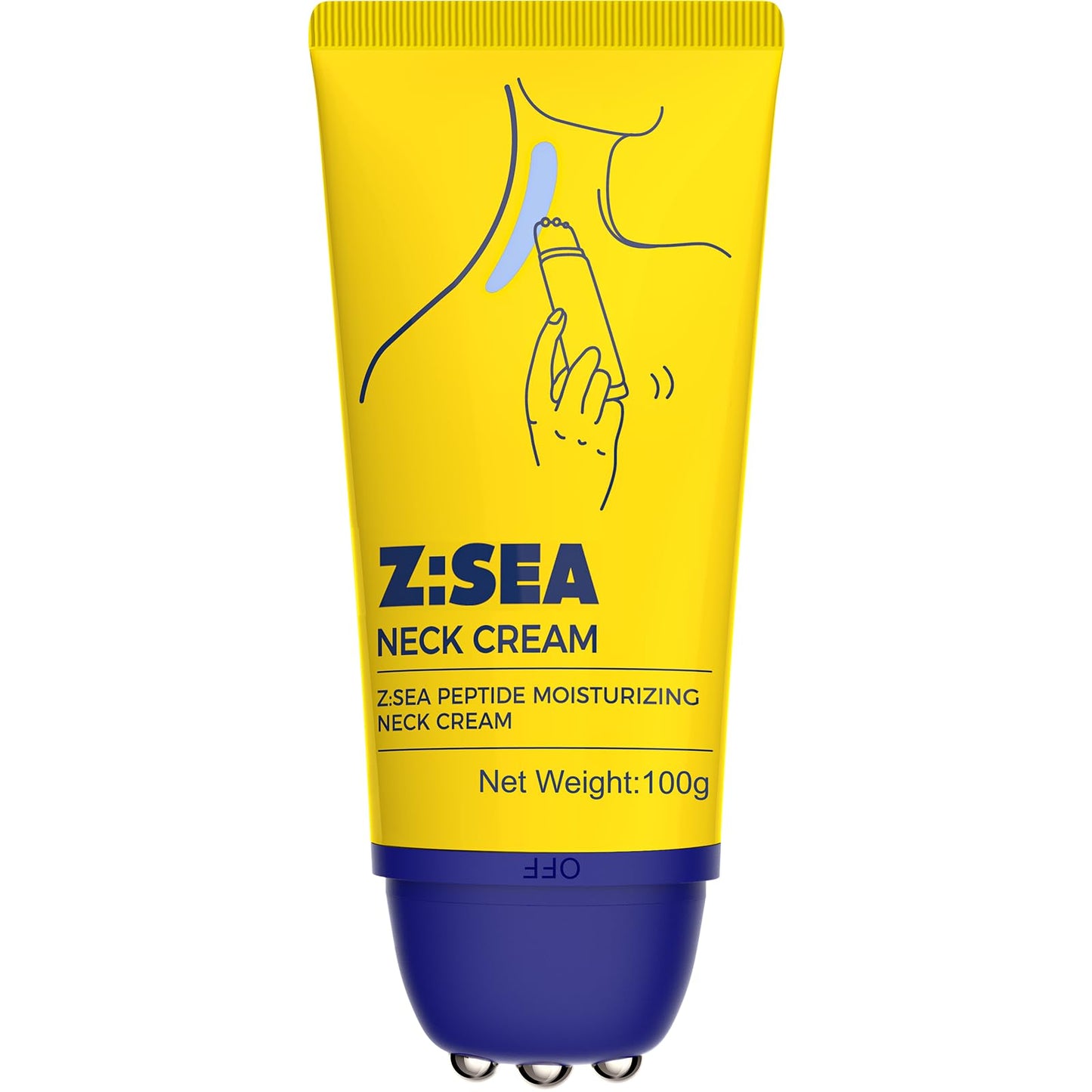 Z:SEA Neck Firming Cream with Roller, Tightening and Lifting Neck & Chest Cream for Crepey Skin, Anti Aging Wrinkle Moisturizer, 3.52 Oz