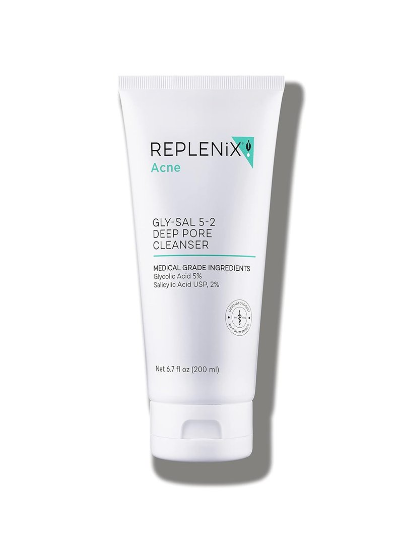 Replenix Gly-Sal Deep Pore Facial Cleanser - Medical-Grade 5% Glycolic & 2% Salicylic Acid | Oil-Free Acne Face Wash (6.7 fl. oz)