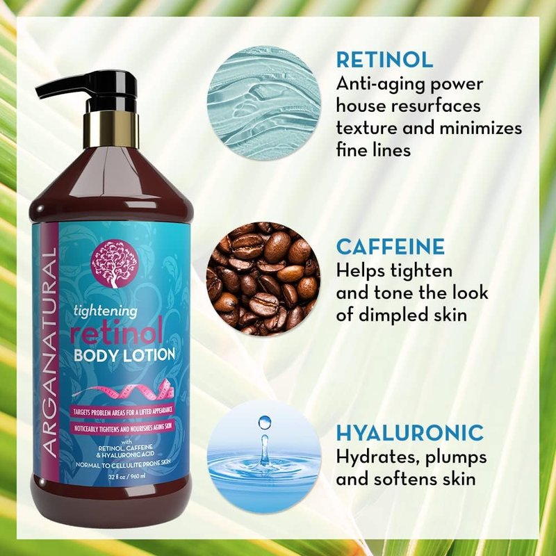 Arganatural Retinol Body Lotion - Skin Firming, Anti-Aging & Collagen Boost | Moisturizing Cream for Women