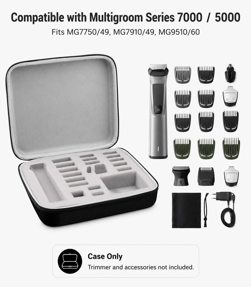 Case Compatible with Philips for Norelco Multigroom Series 7000 5000 Men's Grooming Kit with Trimmer MG7750/49 MG7910/49 MG9510/60. Storage Holder for Attachment Trimmer & Accessories (Box Only)