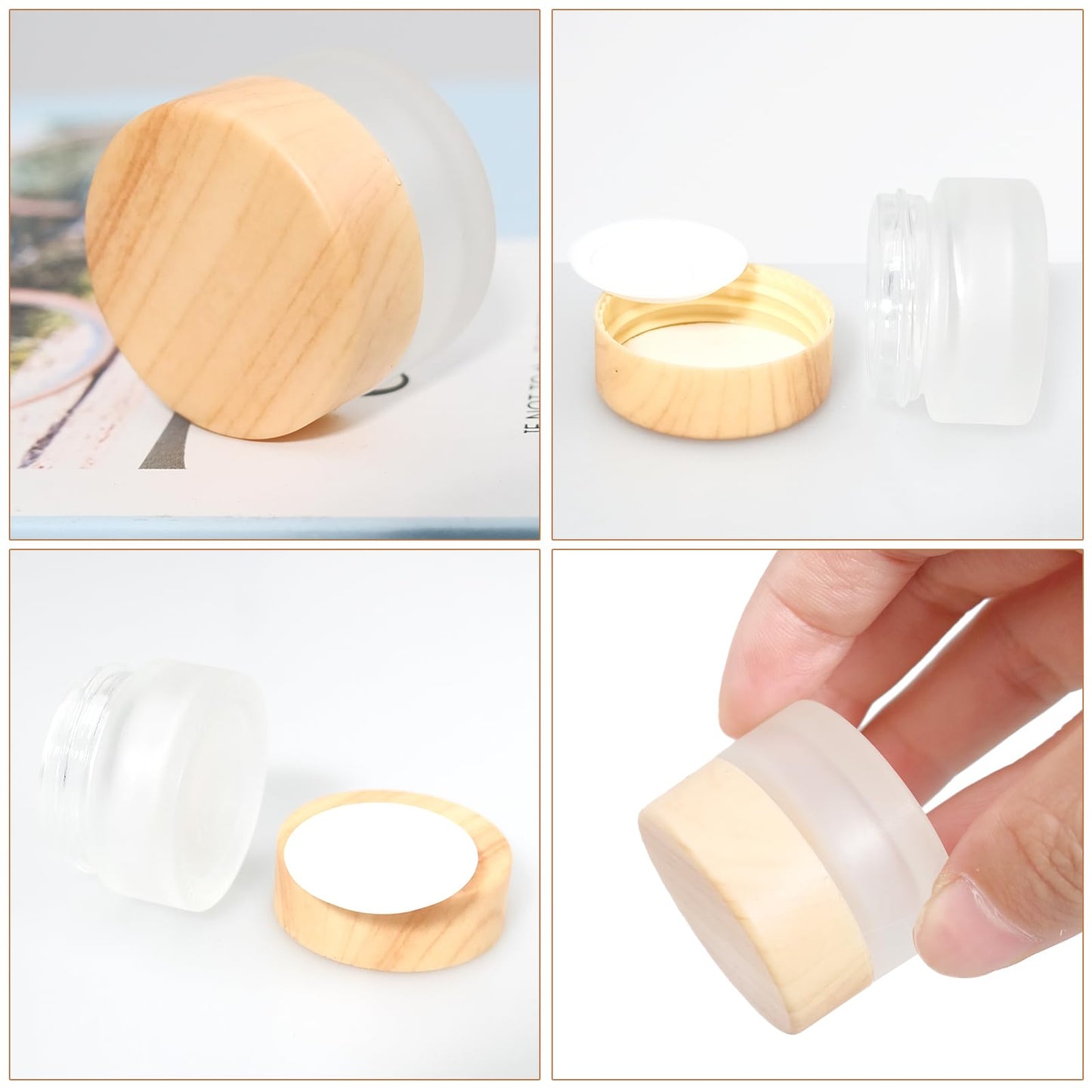 32 Pcs Glass Cosmetic Containers 5 Grams Round Frosted Cosmetic Jars with Leak proof lids Empty glass sample Jars Scrub Balm Lotions Sample Containers for Makeup Lotion Lip Balm Eye Cream