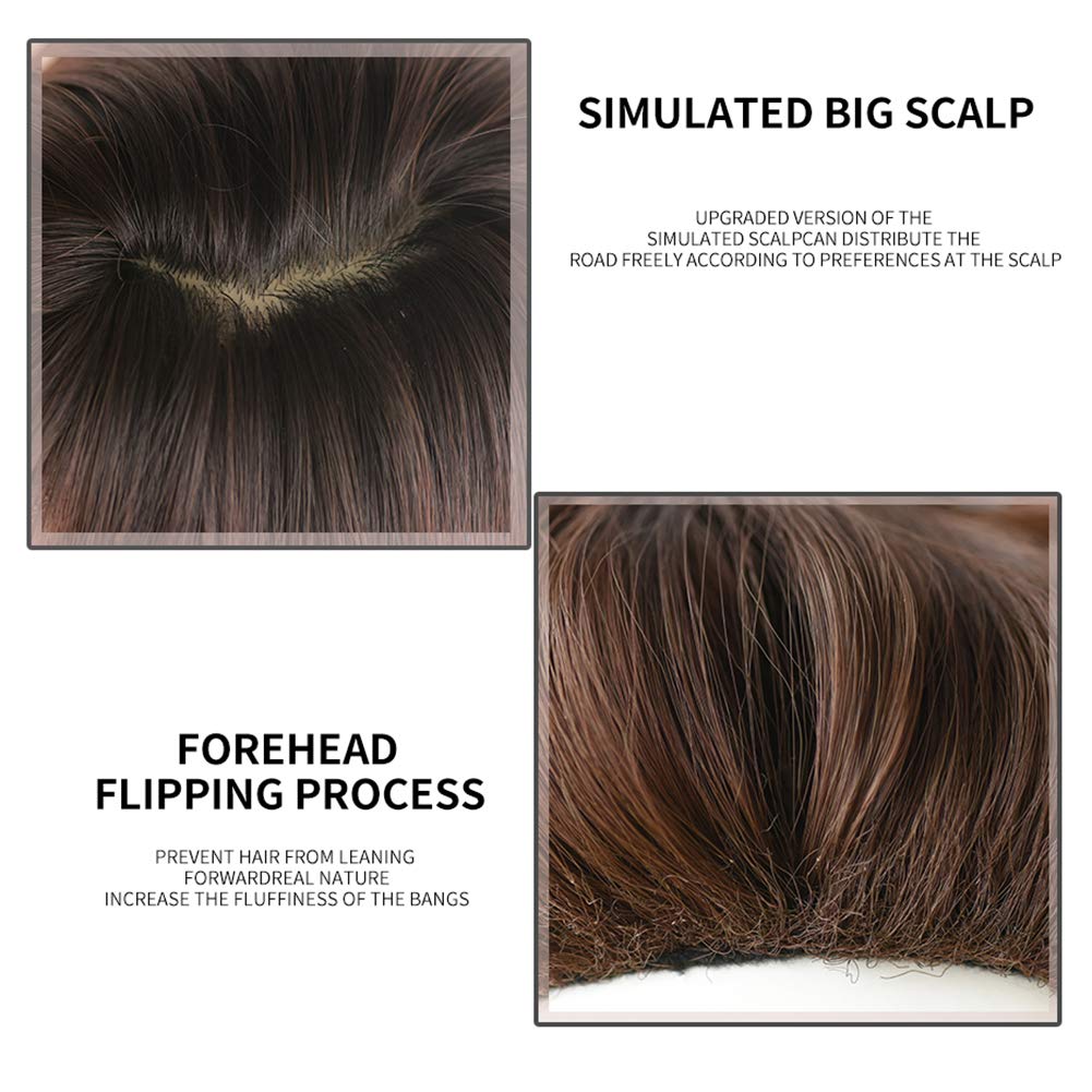 HUAISU 22 Inch Long Black High Density Synthetic Straight Hair Wig with Bangs Natural Looking Wig for Women