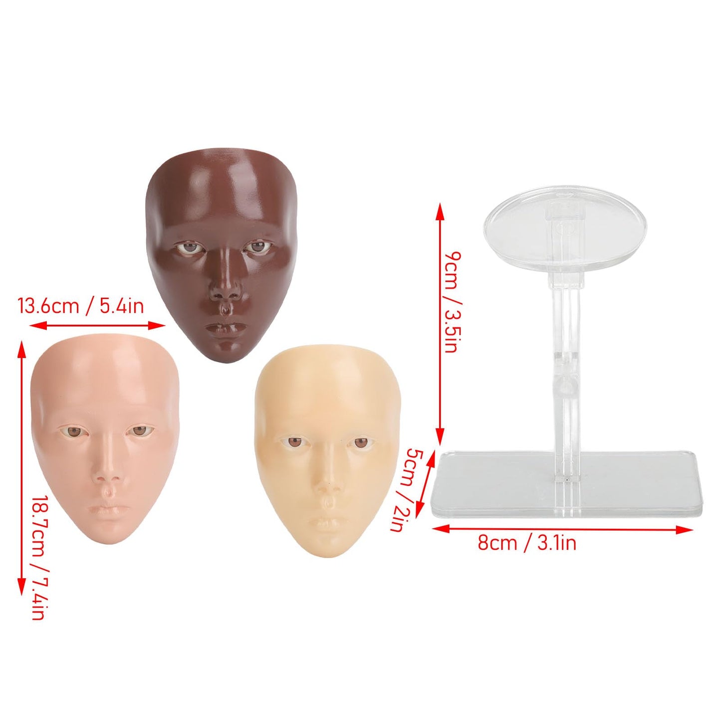 3D Reusable Makeup Practice Mannequin Face, Silicone Full Face for Eyelash and Eye Shadow Practice, Ideal for Emerging Makeup Artists and Girl's Gift (pink skin)