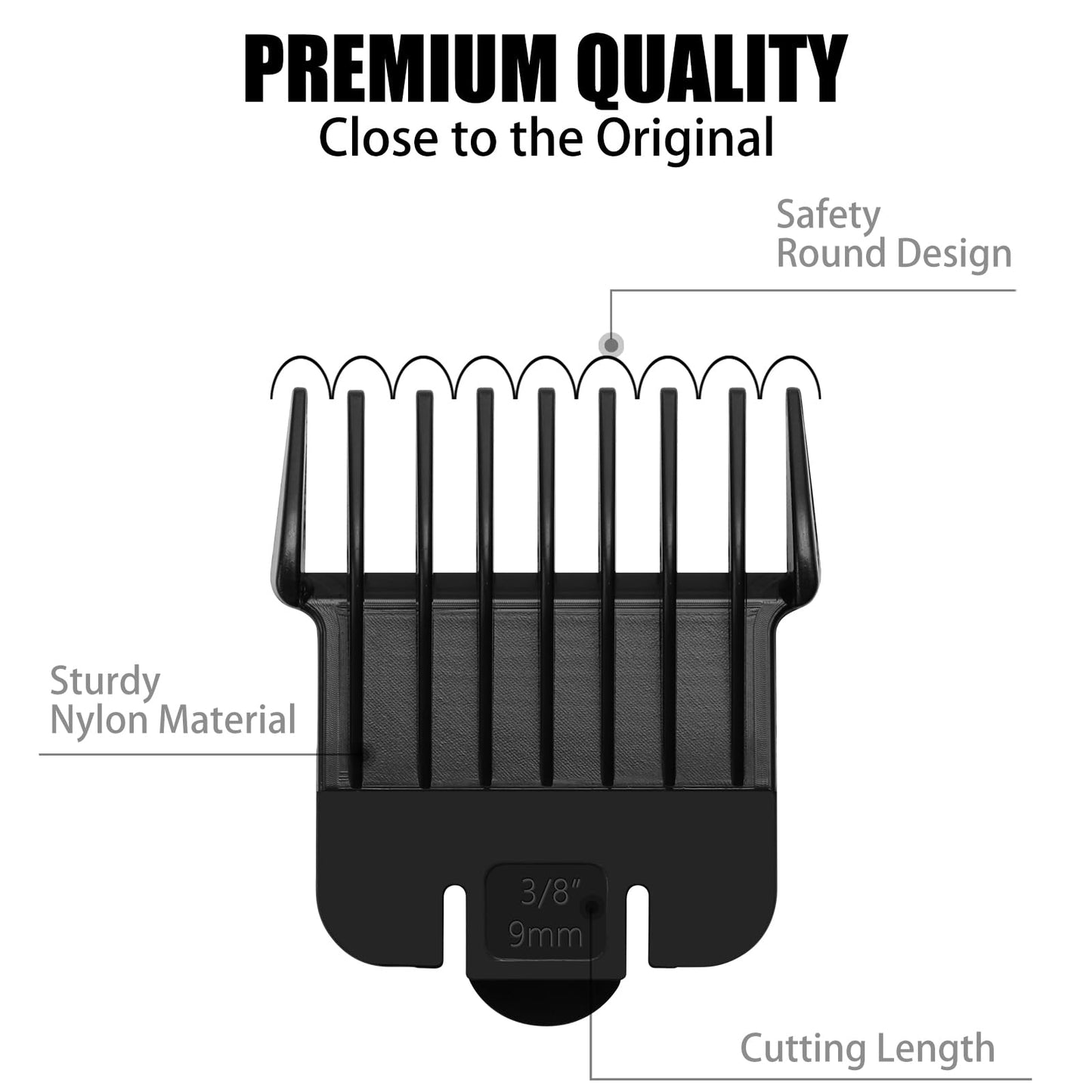 5 Pack T Outliners Guards Fit for Andis T Outliner Trimmer, Replacement Trimmer Guards Cutting Lengths from 1/32"-3/8" Inch Fit Andis T Outliner #04710#04521 Blade Snap-on Attachment Combs Set, Black
