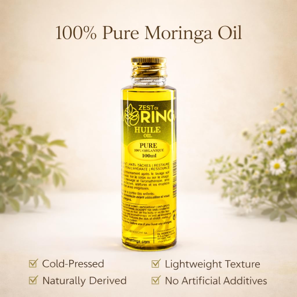 Zest Of Moringa Face Oil For Anti - Aging Wrinkles | Moringa Oil For Skin Care, Hair Care, Acne Treatment & Eczema Essential Oil | 100% Pure & Organic | 100 ML